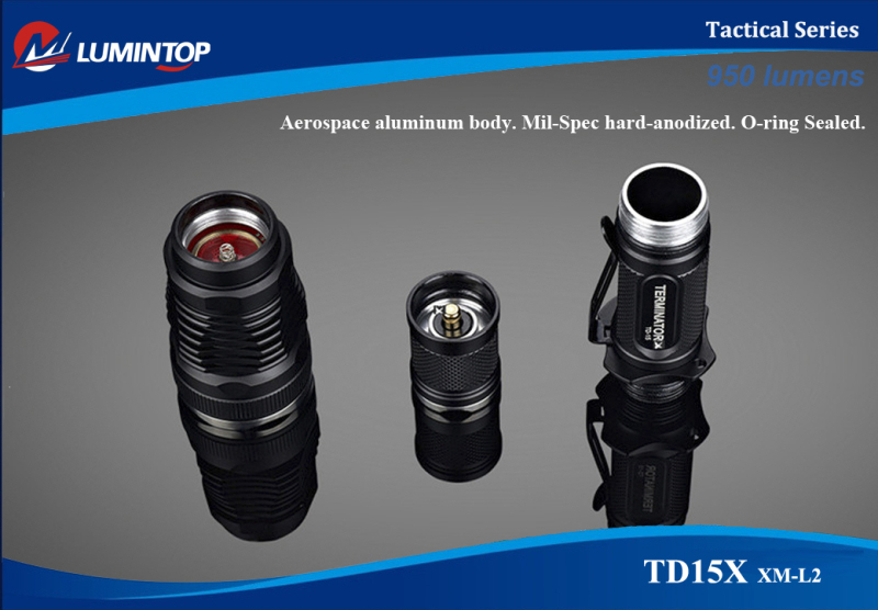 Мощный дальнобойный тактический светодиодный фонарь Lumintop TD15X TERMINATOR  (XM-L2 T6) 950 lumens