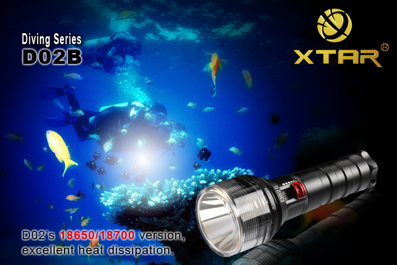 Подводный светодиодный фонарь для дайвинга и подводной охоты XTAR D02B