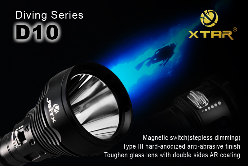 Подводный светодиодный фонарь для дайвинга и подводной охоты XTAR D10 XM-L