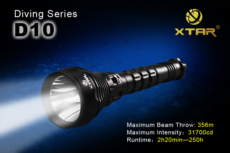 Подводный светодиодный фонарь для дайвинга и подводной охоты XTAR D10 XM-L
