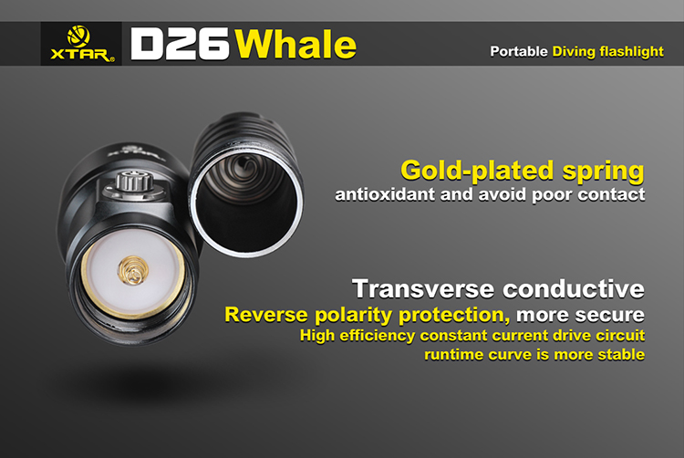 XTAR D26 Whale XM-L2 U3 (1100 ANSI люмен)  Подводный фонарь для дайвинга фото видео тесты обзоры