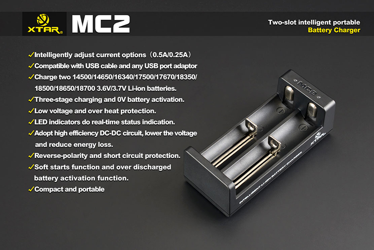 XTAR MC2  Автоматическое зарядное устройство для Li-ion аккумуляторов купить