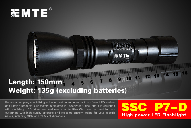 Мощный светодиодный фонарь 900 люмен SSC P7-D LED 18650 х 1, CR123A(3v) х 2