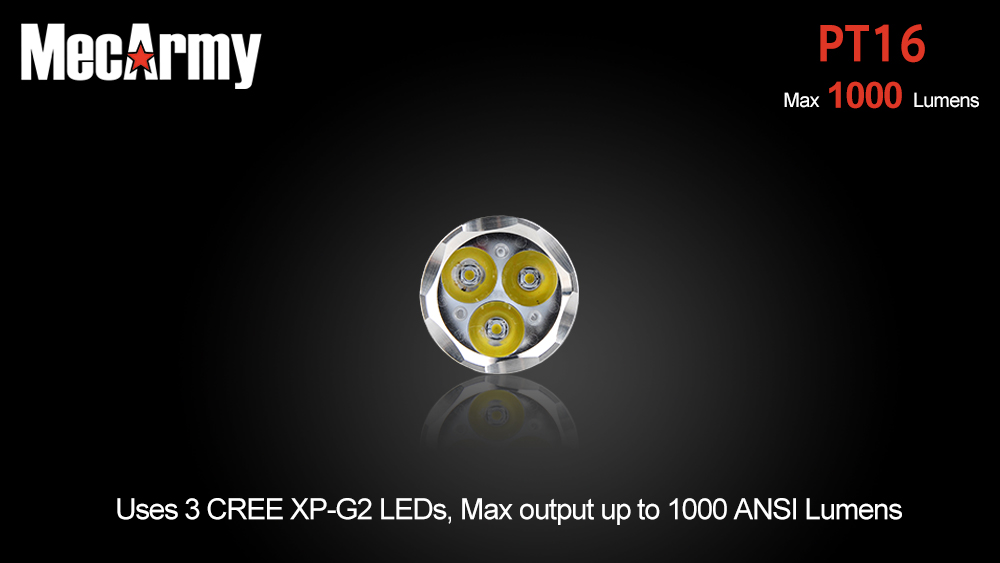 MecAarmy PT16 (3х XP-G2)  1000 lumens  Маленький супермощный фонарик