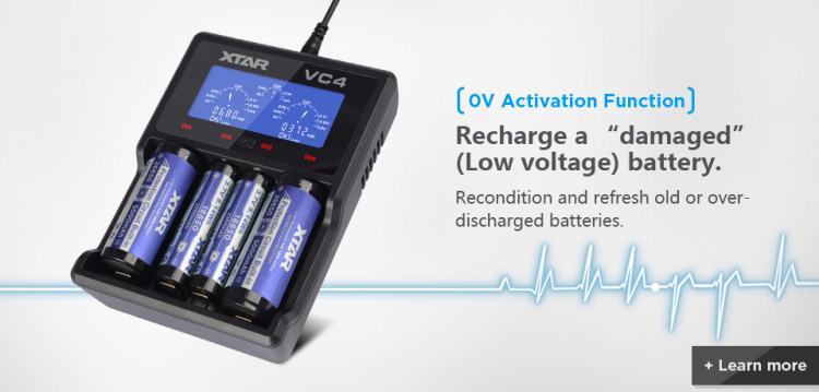 XTAR VC4   Интеллектуальное зарядное устройство на 4 канала с измерением ёмкости
