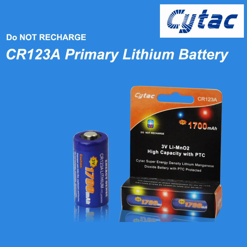 Литиевая батарейка CR123A Lithium Cytac Li-MnO2 3.0V 1700 mAh купить в интернет магазине