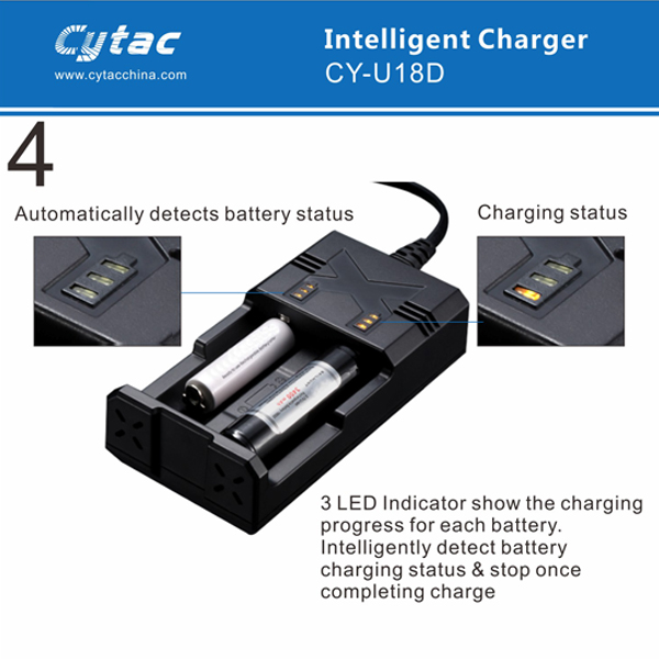Cytac CY-U18D  Интеллектуальное зарядное устройство для Li-ion и Ni-MH аккумуляторов купить в интернет магазине