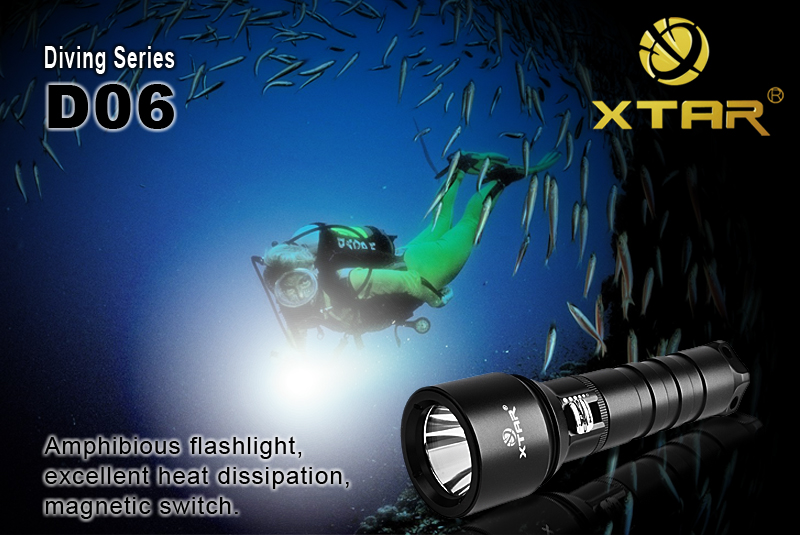 D06 (XP-G R5) 350 lumens  Дальнобойный подводный фонарь для дайвинга