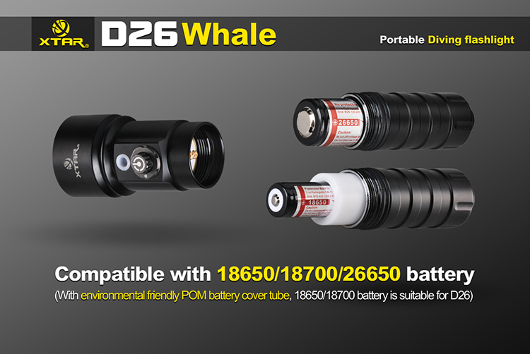 XTAR D26 Whale XM-L2 U3 (1100 ANSI люмен)  Подводный фонарь для дайвинга форум обзоры тесты