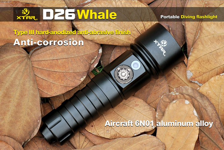 XTAR D26 Whale XM-L2 U3 (1100 ANSI люмен)  Подводный фонарь для дайвинга отзывы