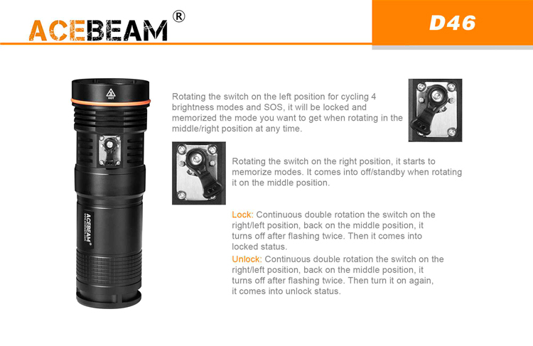 AceBeam D46 (5200 ANSI люмен)  Мощный подводный прожектор для дайвинга цена