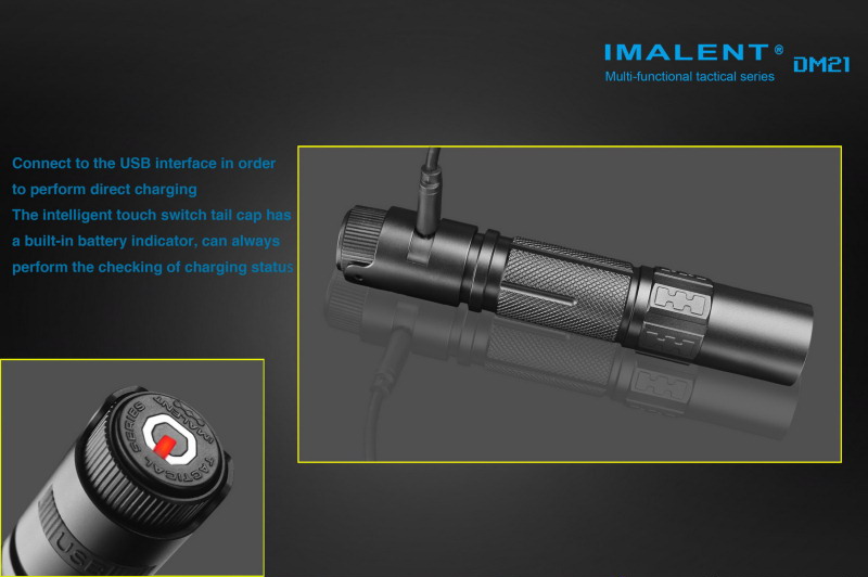 IMALENT DM21 (930 ANSI люмен)  Тактический аккумуляторный фонарь с зарядным устройством и передовым сенсорным управлением