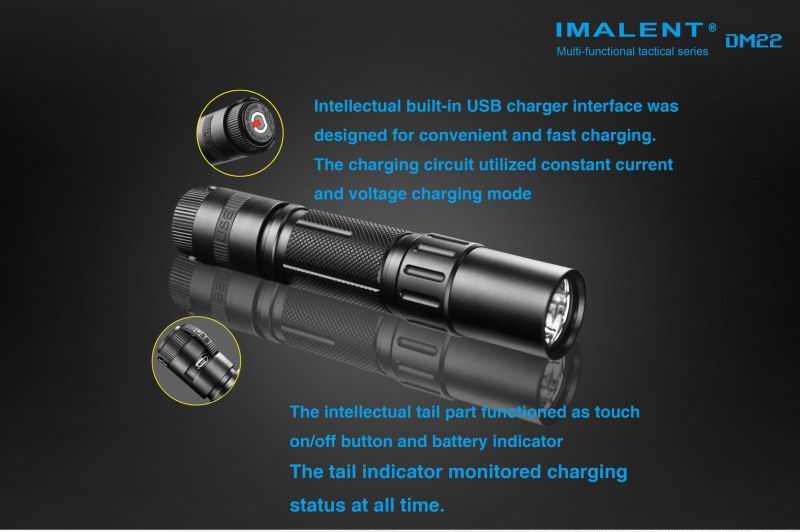 IMALENT DM22 (930 ANSI люмен)  Тактический аккумуляторный фонарь с зарядным устройством и передовым сенсорным управлением