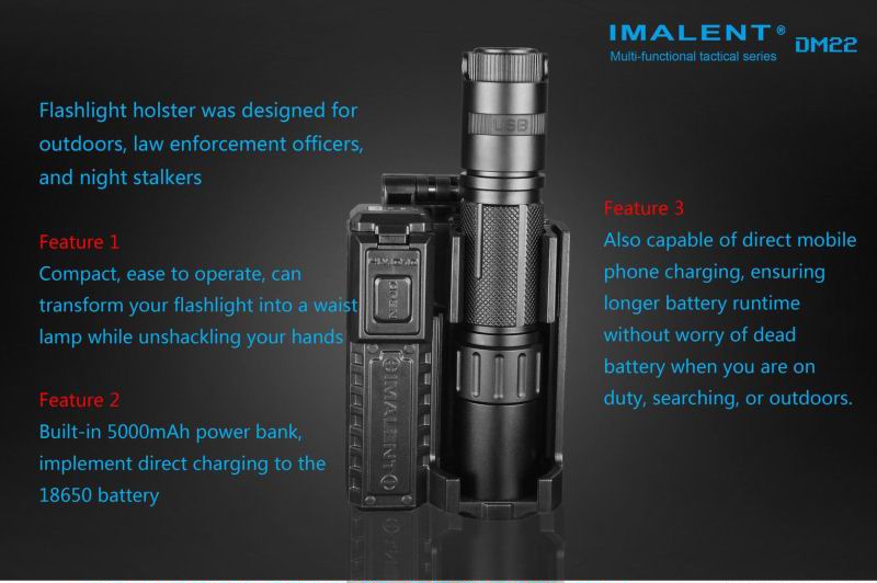 IMALENT DM22 (930 ANSI люмен)  Тактический аккумуляторный фонарь с зарядным устройством и передовым сенсорным управлением