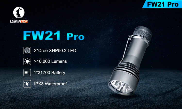 Lumintop FW21 Pro (10000 люмен)   Сверхмощный карманный фонарь-прожектор с заливным светом