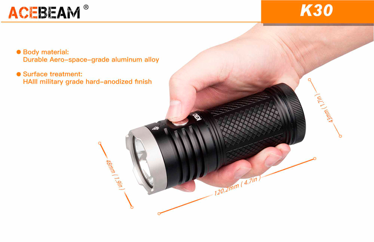 Мощный светодиодный фонарь прожектор AceBeam K30 (5200 ANSI люмен) 