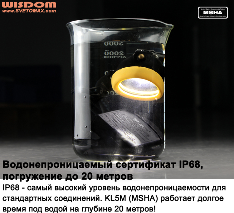 SVETOMAX Wisdom KL5M (MSHA) Взрывобезопасный шахтерский (шахтовый, шахтный) светодиодный фонарь