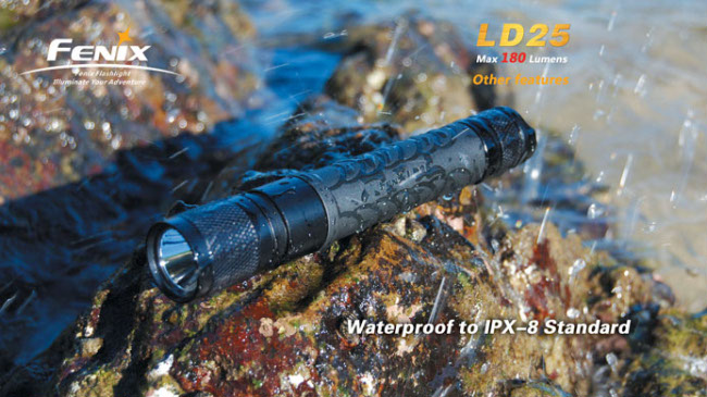Мощный светодиодный фонарь LD25w Fenix LD25 w Cree XP-G R4 LED, 180 лм, батарейки и аккумуляторы АА, теплый свет