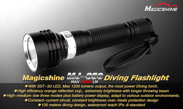Водонепроницаемый светодиодный фонарь для дайвинга и подводной охоты Magicshine Minjun MJ-850 SST-50