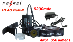 Мощный налобный фонарь с выносным аккумулятором HL40 Belt-2 v.6  (650 ANSI люмен)
