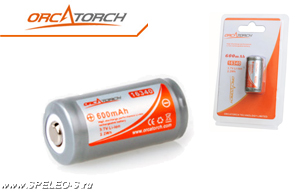 16340 OrcaTorch Li-ion (600mAh)  Аккумулятор размера батарейки CR123A