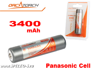 18650 OrcaTorch (3400mAh) Li-ion защищенный аккумулятор максимальной ёмкости (Panasonic Cell)
