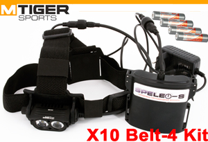 MtigerSports X10 Belt-4 Kit (1000 ANSI люмен)  Мощный налобный фонарь с выносным блоком батарей