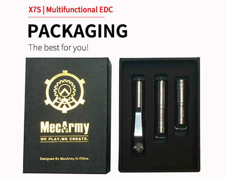 MecArmy X7S Подарочный набор из фонаря, зажигалки и капсул из нержавеющей стали