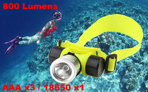 XQ Diving (XM-L T6) 800 Lumens  Налобный водонепроницаемый фонарь для любительского дайвинга