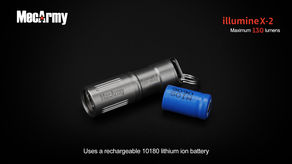MecArmy illumineX-2 Ss  (130 ANSI люмен)  Аккумуляторный фонарь-брелок из нержавеющей стали
